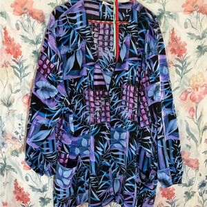 Vintage Vibrant Abstract Patterned Blouse